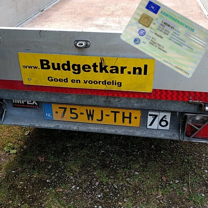 Bij GEREMDE aanhangers:<br />neem het kentekenbewijs van de aanhanger mee!